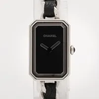 シャネル プルミエールロック H3749 SS×革 QZ ブラック文字盤