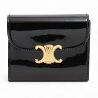 セリーヌ トリオンフ ラージウォレット レザー 長財布 ブラック AB