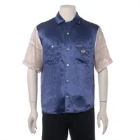 グッチ GG アセテート シャツ 44 ブルー