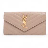 サンローラン　パリ　Vステッチ　コンパクト　財布　ベージュ サンローランパリ Vステッチ INN403943 レザー コンパクトウォレット