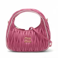 ミュウミュウ ヴィッテロダイノ ソフト 2WAYハンドバッグ ピンク AB