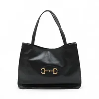 グッチ ホースビット 1955 レザー トートバッグ ブラック