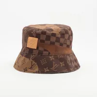 ヴィトン コットン バケットハット グレー×ブラウン