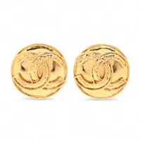 シャネル ココマーク GP×ラインストーン ピアス(両耳用) F18V シルバー