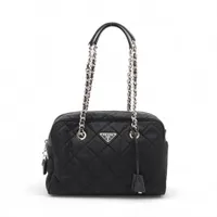 プラダ テスートインプントゥ ナイロン チェーンショルダーバッグ ブラック