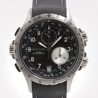 ハミルトン ベンチュラ エルヴィス80 H245510 SS×革 QZ 黒文字盤 AB