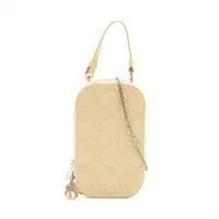 クリスチャンディオール カナージュ フォンホルダー レザー 2WAYショルダーバッグ イエロー