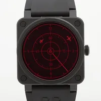 ベル&ロス BR03-92-CBL CE×ラバー AT レッド文字盤