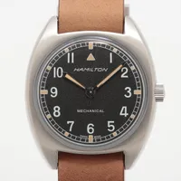 ハミルトン ベンチュラ エルヴィス80 H245510 SS×革 QZ 黒文字盤 AB