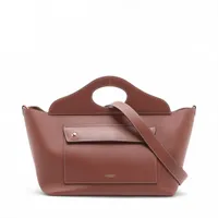 バーバリー ソフトポケット レザー 2WAYハンドバッグ ブラウン