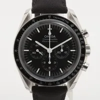 オメガ スピードマスター ムーンウォッチ プロフェッショナル コーアクシャル マスタークロノメーター クロノグラフ 310.32.42.50.01.001 SS×革×ナイロン 手巻き ブラック文字盤