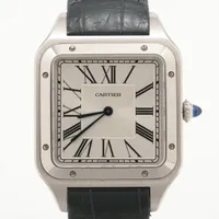 カルティエ サントスデュモン WSSA0032 SS×革 QZ シルバー文字盤