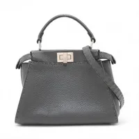 フェンディ セレリア ミニピーカブー レザー 2WAYハンドバッグ グレー