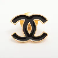 シャネル ココマーク GP ブローチ 02A ブラック×ゴールド