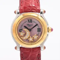 ショパール ハッピースポーツ 27/8246-21 GP×革 QZ ピンクシェル文字盤