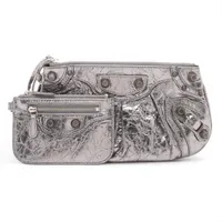 バレンシアガ ルカゴール レザー ポーチ シルバー