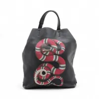 グッチ スネーク レザー バックパック/リュック ブラック