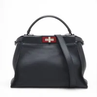 フェンディ ピーカブーレギュラー レザー 2WAYハンドバッグ ブラック