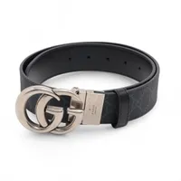 グッチ GGスプリーム 627055 PVC×レザー ベルト 75/30 ブラック