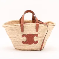 セリーヌ トリオンフ パニエ ラフィア カゴバッグ ベージュ