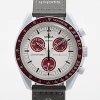 オメガ×スウォッチ スピードマスター ミッション トゥ プルート SO33M101 CE×ナイロン QZ ホワイト文字盤