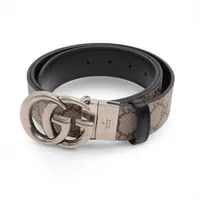 グッチ インターロッキングG 627055 PVC×レザー ベルト 105/42 ベージュ×ブラック