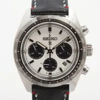 セイコー プロスペックス V192-0AF0 SS×社外革 ソーラー ホワイト文字盤