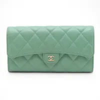 シャネル マトラッセ キャビアスキン 財布 パープル ゴールド金具 AB