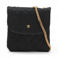 シャネル ミニミニマトラッセ サテン ブラック ゴールド金具