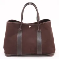 エルメス ガーデンパーティ36 PM トワルオフィシエ ブラウン シルバー金具