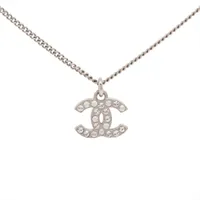 シャネル ココマーク GP×ラインストーン バングル B16 シルバー AB