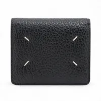 メゾンマルジェラ 4ステッチ レザー コンパクトウォレット ブラック