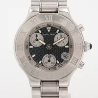 カルティエ マスト21 クロノスカフ W10172T2 SS QZ ブラック文字盤