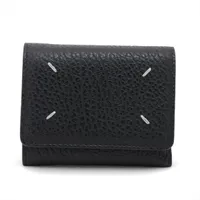 メゾンマルジェラ 4ステッチ レザー コンパクトウォレット ブラック