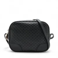 グッチ シェリーライン レザー ボストンバッグ ダークブラウン AB