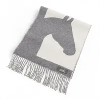 エルメス ラブストーリー カシミヤ マフラー レッド×ベージュ Aランク