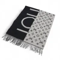 ヴィトン エシャルプLVスプリット M70924 カシミヤ マフラー AB0199 ブラック×グレー