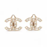 シャネル ココマーク GP×ラインストーン ピアス(両耳用) 03A シルバー