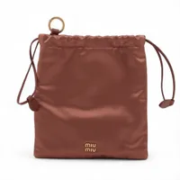 ミュウミュウ ドローストリング 5NG010 サテン ポーチ カカオ