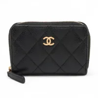 シャネル ビコローレ キャビアスキン 手帳カバー ブラック ゴールド