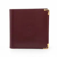 カルティエ サファイアライン レザー 三つ折り財布 ネイビー AB