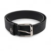 グッチ GGスプリーム 673921 PVC×レザー ベルト 90 ブラック