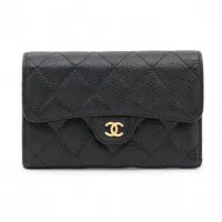 シャネル マトラッセ キャビアスキン ブラック ゴールド金具