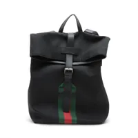 グッチ シェリーライン キャンバス バックパック/リュック ブラック