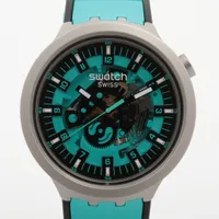 スウォッチ SS×ラバー QZ スケルトン文字盤