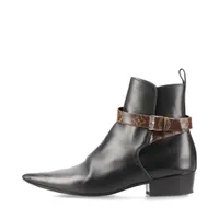 ヴィトン PVC×レザー ショートブーツ 15年 37 1/2 ブラック×ブラウン