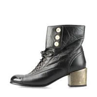 シャネル ココマーク レザー ショートブーツ 36 ブラック