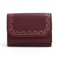 カルティエ ガーランド ドゥ カルティエ レザー コンパクトウォレット ボルドー