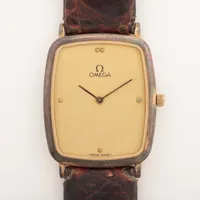 オメガ デヴィル GP×社外革 QZ シャンパン文字盤