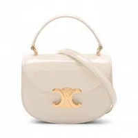 セリーヌ トリオンフ ミニ ブザス クレア パテントレザー 2WAYハンドバッグ ホワイト